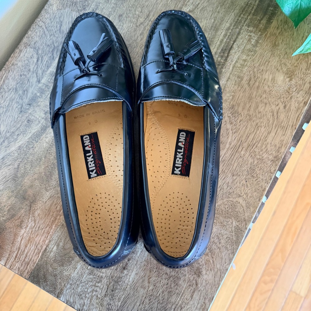 Kirkland Signature Tassel Kiltie Loafers Mens 9 D‎ Black Leather Shoes Brazil - Picture 8 of 11